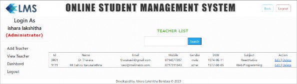 A screen shot of a student management form  Description automatically generated